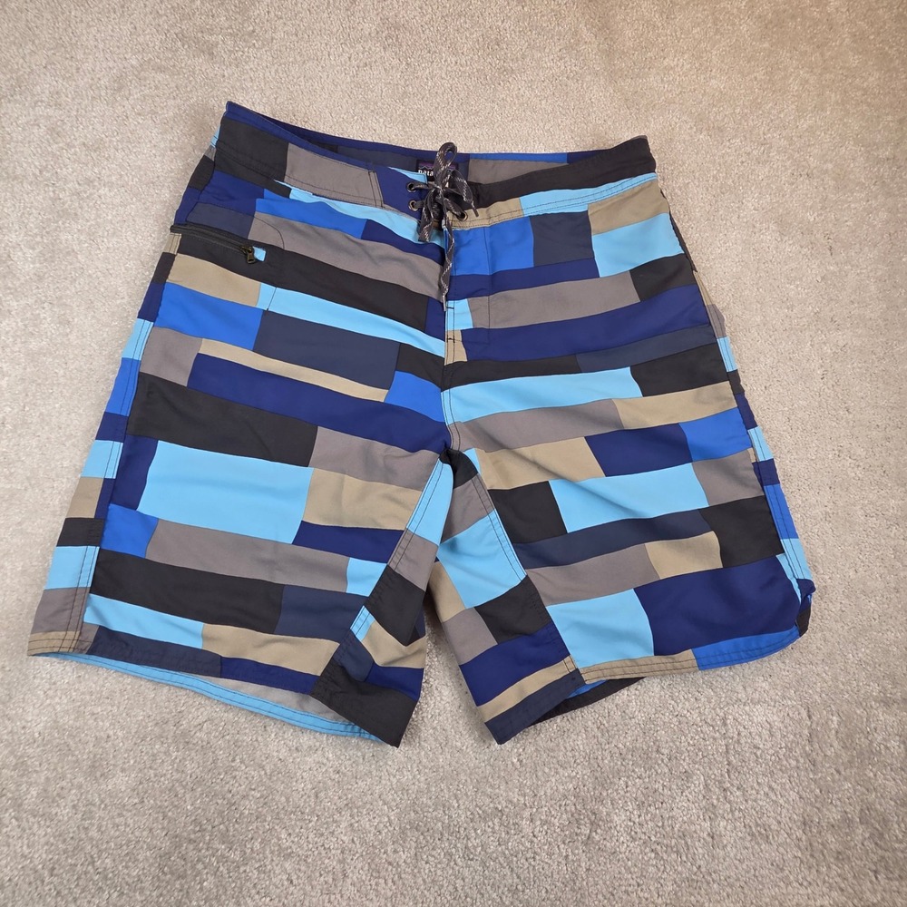 Patagonia Wavefarer Board Shorts Men's 34 Blue Gray Geometric Swim Trunks 86556